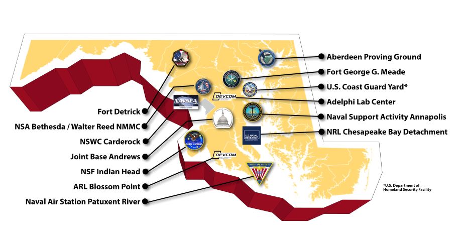 Map of Maryland's military installations