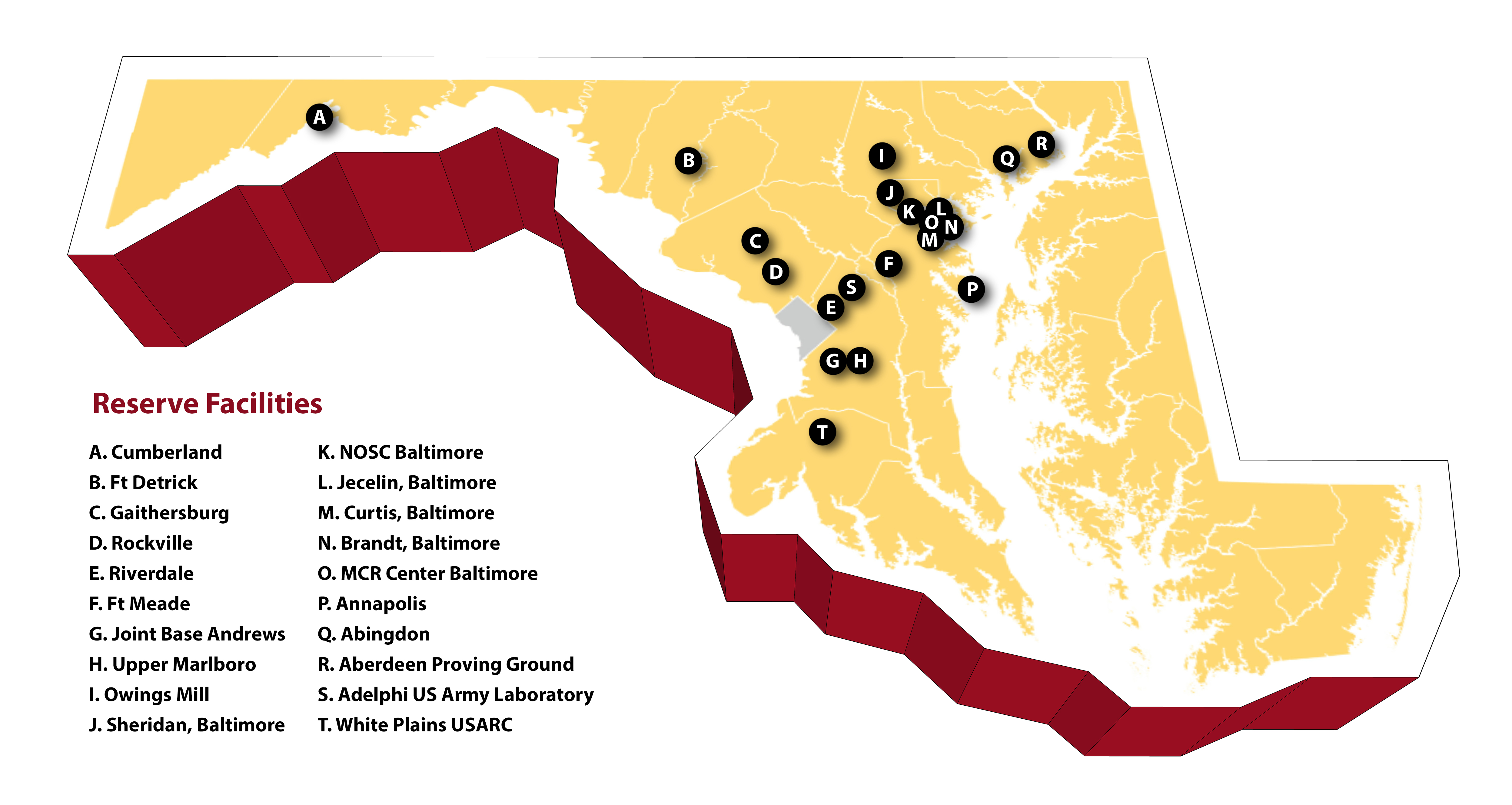 Map of Maryland's Reserve Facilities